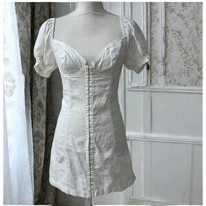 Urban Outfitters White Britney Cottage Regency Corset Milkmaid Mini Dress M